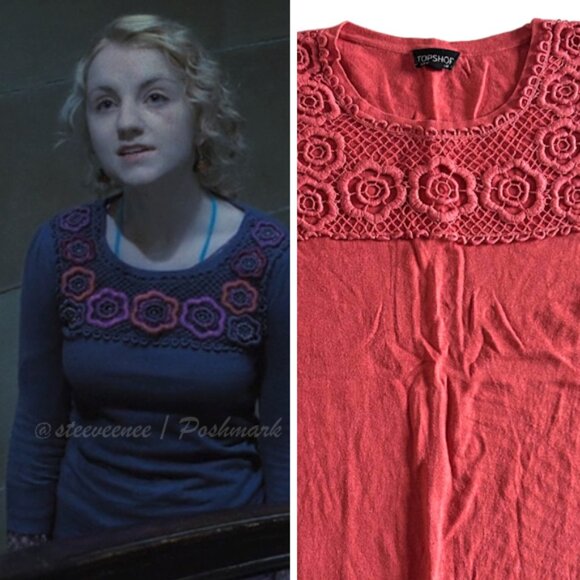 RARE Topshop Crochet 3/4 Sleeve Top ALT ASO Luna Lovegood